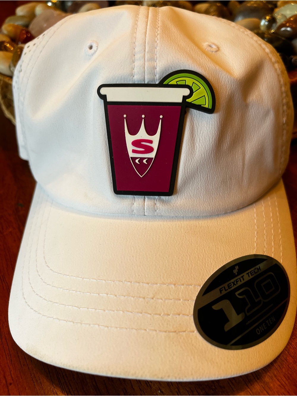 Branded Bills White Flexfit Tech Cap with  Drink Patch and Lime Accent